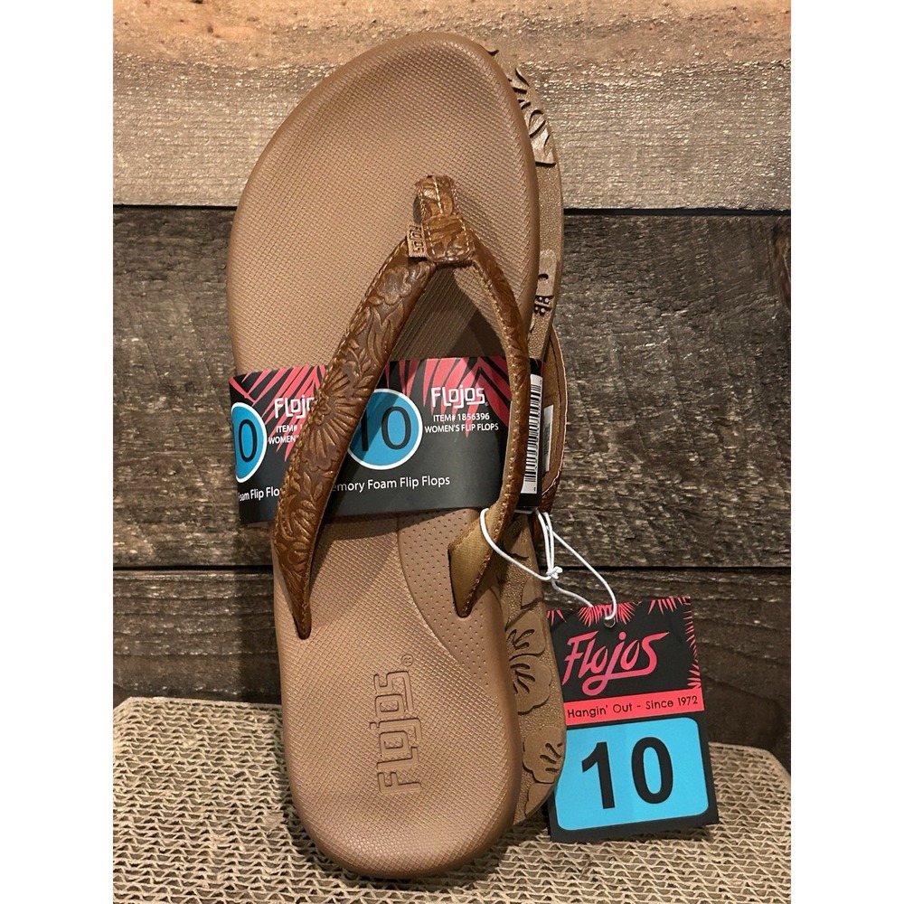 Flojos Ladies Rosita Flip Flops‎ Sandals Thongs, Beige Size 10- NWT